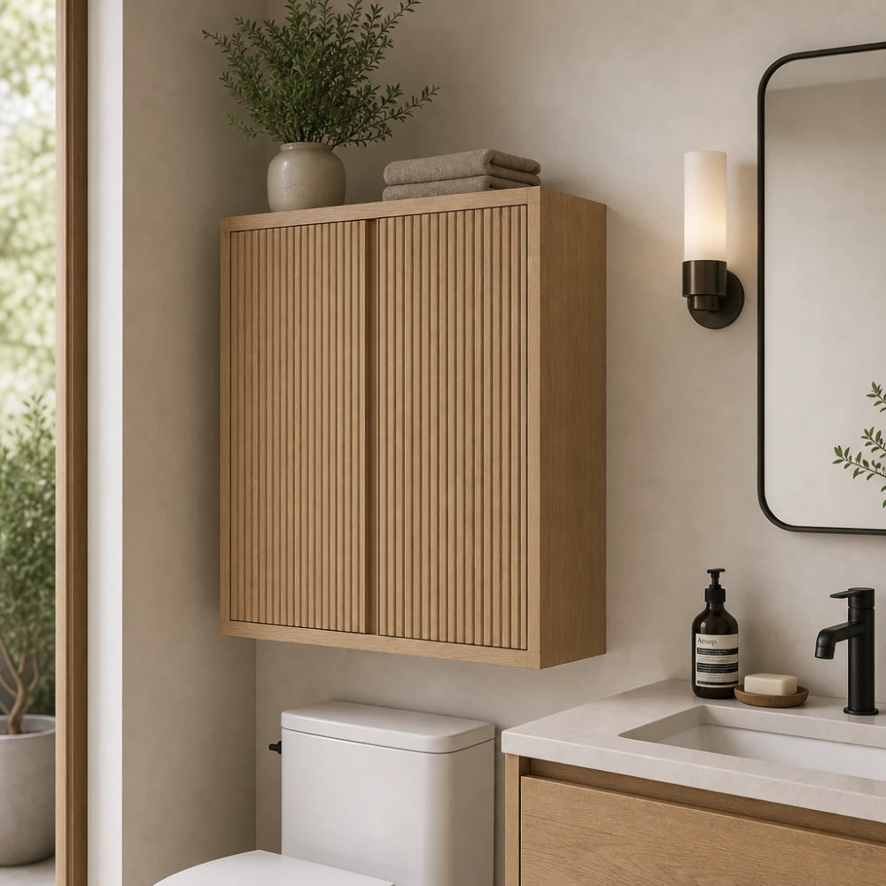 Amalfi Fluted Floating Bathroom Wall Cabinet