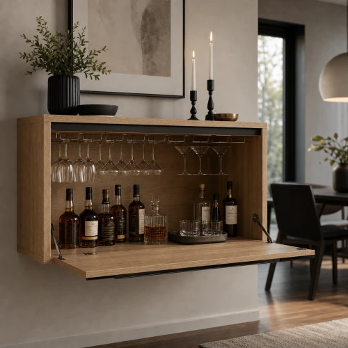 Amalfi Fluted Floating Bar Cabinet