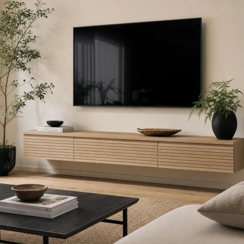 Bergen Slatted Floating TV Stand