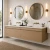 Bergen Slatted Floating Vanity Double Sink