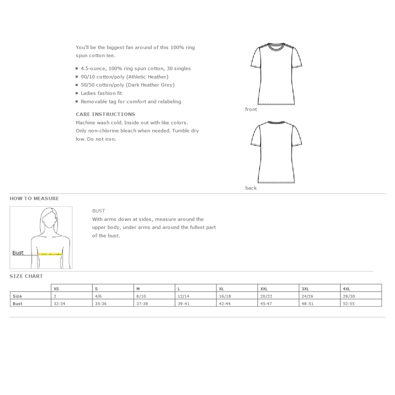 Logo Infusion Size Chart