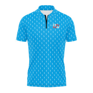 All-Over-Print Premium Polo - Blue Solid Golfer Motif