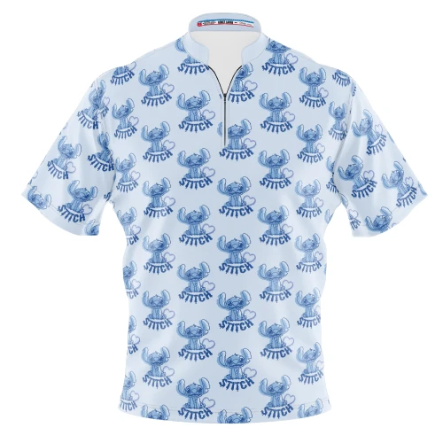 Express Disney Stitch Blue Pattern Bowling Jersey