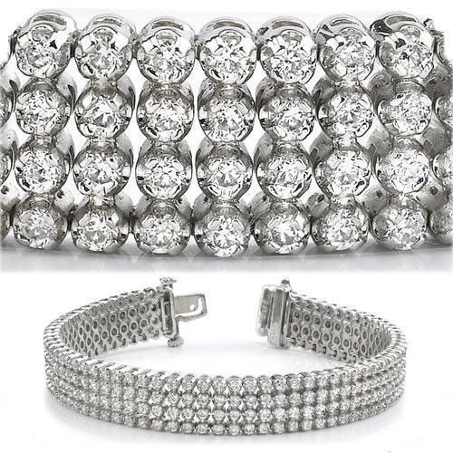 9 carat Round cut Diamond Tennis 14K white Gold Bracelet 4 row, 252 x .035 ct each