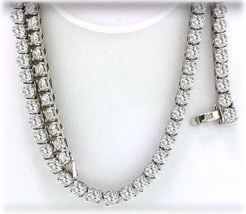 26.00 carat Round DIAMOND Tennis 14k White Gold Necklace G SI1 137 x 0.15 ct