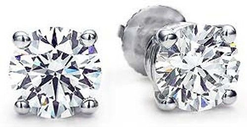 3 Carat ROUND DIAMOND STUDS PLATINUM EARRINGS GIA certificate F color VS1 IDEAL
