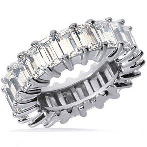 8.40 ct Emerald Cut DIAMOND ETERNITY BAND RING sz 7, 24 x 0.35 ct 14k White Gold