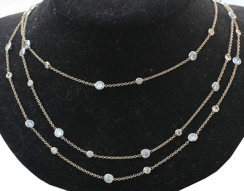 16 carat Round Diamond By The Yard 18k White Gold Necklace 56 x 0.28 ct each 42"