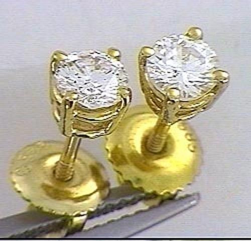 0.60 ct Round Brilliant DIAMOND STUDS EARRINGS G SI1, 14k yellow gold screw back