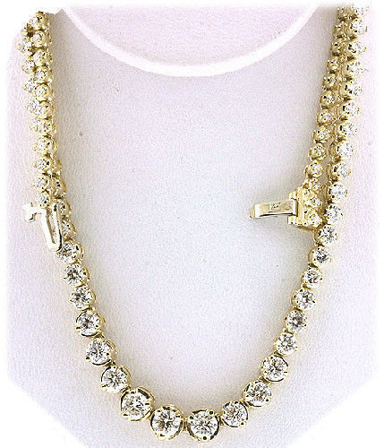 6.20 ct Round Cut Graduated Diamond Tennis Necklace 14k Yellow Gold 16 inch, SI1