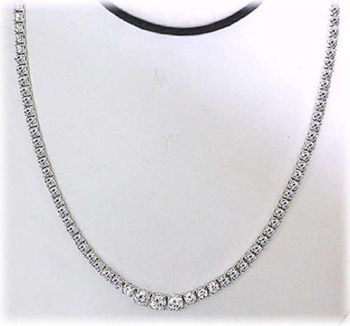 6.5 carat Round Diamond Graduated Tennis Necklace 14k white Gold F-G VS/SI1 16"