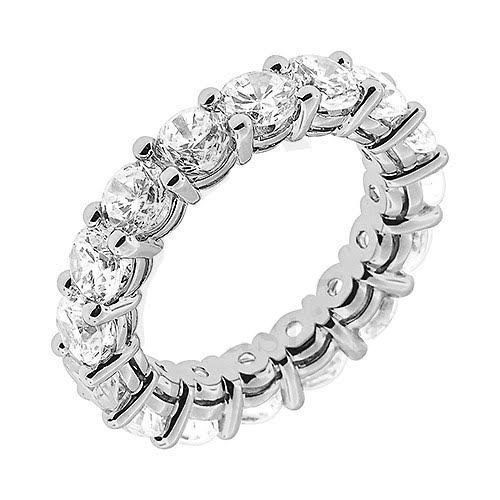 6.75 ct ROUND DIAMOND RING PLATINUM ETERNITY BAND GIA E-F VS 15 x .45 ct sz 6.5 shared prong with air line