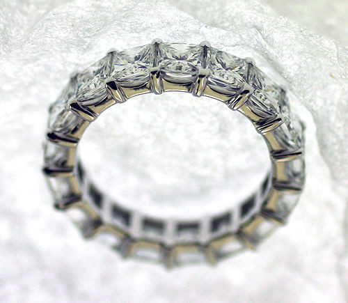 4.60 carat PRINCESS Cut DIAMOND Wedding Band ETERNITY 14 Gold Ring E-F VVS/VS