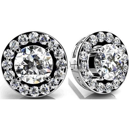 1 carat Round cut Diamond Cluster 14K Gold Earrings 0.30 ct each VS clarity