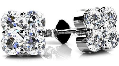 1.58 carat Round cut Diamond Cluster Earrings 0.20 ct each F color VS clarity