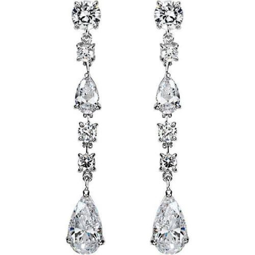 2.80 ct Pear & Round cut Diamond Chandelier Earrings F-G SI1, 14k White Gold