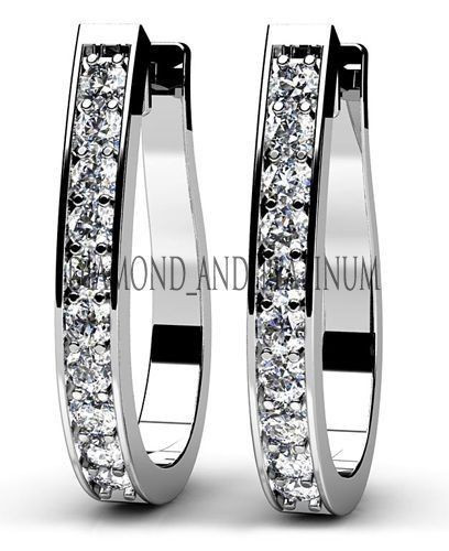 1.6 carat total Round cut Diamond 14k White Gold Hoop Earrings 20 x 0.08 ct each