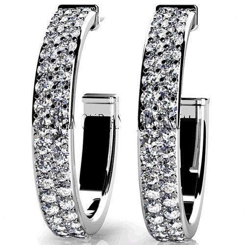 3 carat total Round cut Diamond Hoop Earrings, 50 x 0.03 carat each 8 grams