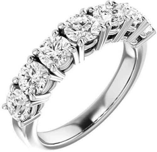 7 Round Diamond Ring 18k Gold Band 7 x 0.60 ct 4.20 ct tw E-F color VS GIA cert