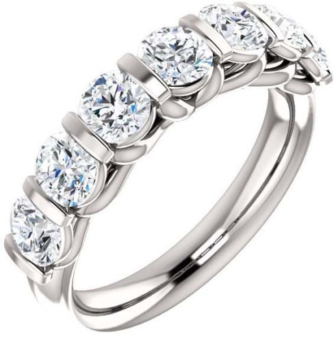 2.10 carat Round Diamond Wedding Band 14K White Gold Ring 7 x .30 ct GIA E-F VVS