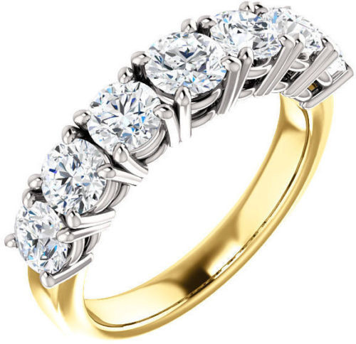 2.45 carat 7 Round Diamond 14k Two tone Gold Ring Wedding Band 0.35 ct each