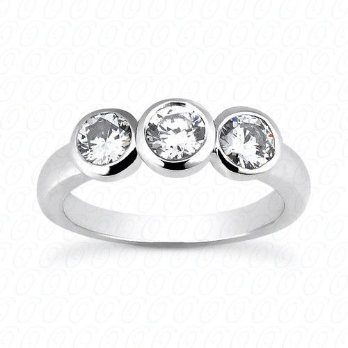 1.05 carat 3 Stone Round Diamond GIA G VVS2 Wedding Ring bezel 14k White Gold
