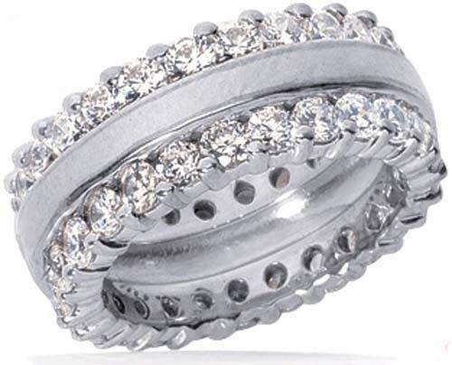 2.50 carat ROUND DIAMOND twin ETERNITY BAND 14k Gold WEDDING RING F VS size 6
