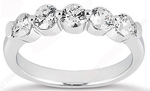 5 Round Daimond Wedding Ring 14k Gold Band 1.50 carat, F color VS, 0.30 ct each