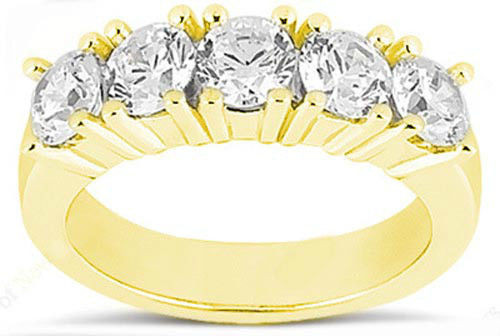 5 round Diamond Wedding Ring Anniversary Band 1.25 carat G-SI1 14K Yellow Gold