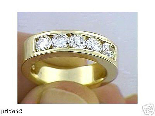 5 Round Brilliant DIAMOND Anniversary RING 1.25 carat 14K Yellow Gold Band VS2