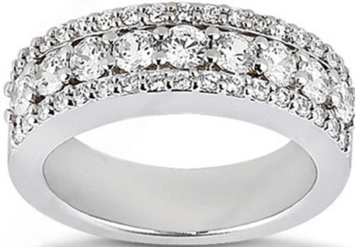 1.24 carat total Brilliant Round Diamond Wedding Ring 14k White Gold Band F VS