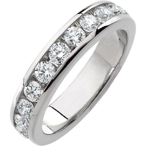 1.64 ct total Round cut Diamond Ring 14k White Gold Wedding Band 11 x 0.15 ct