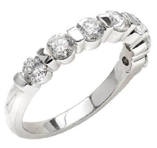 7 Diamond Wedding Ring Anniversary Band 1.12 carat F color VS clarity 0.16 carat each