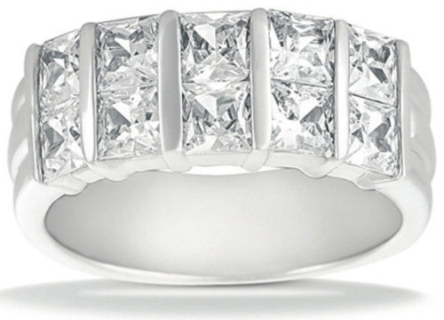 2.70 ct, Brilliant Princess Diamond Wedding Band 14K White Gold RING VS clarity