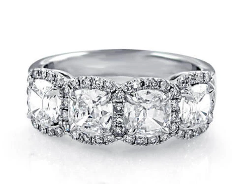 4 GIA certified Cushion Diamond Ring 18k Gold Band 4 x 0.60 ct I VS 3 ct total