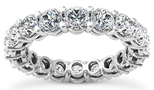  5.10 ct Round Diamond Ring Platinum Eternity Band E-F VS GIA 17 X 0.30 ct size 6