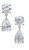 2.00 ct Pear shape & Round Diamond Hanging Earrings F SI1, 14k White Gold