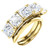 3 ct, 5 Asscher Diamond GIA E VS 0.60 ct each Wedding Ring 14k Yellow Gold Band