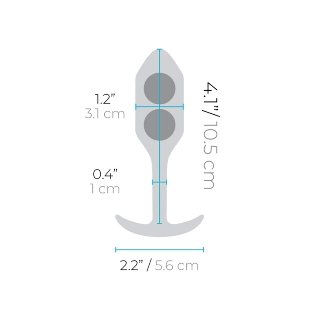 Green b-Vibe Snug Plug 2 Weighted Silicone Plug - Measurements 