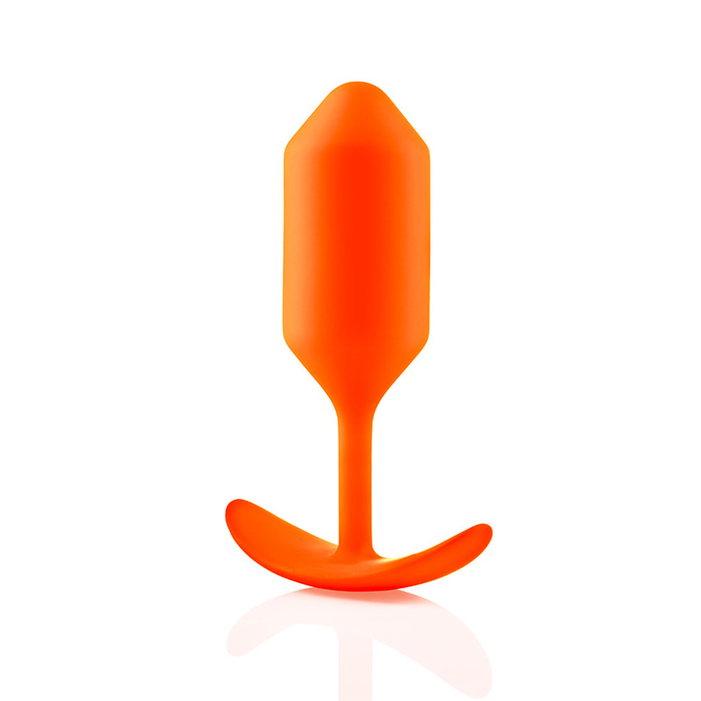 Orange b-Vibe Snug Plug 3 Weighted Silicone Plug - Side