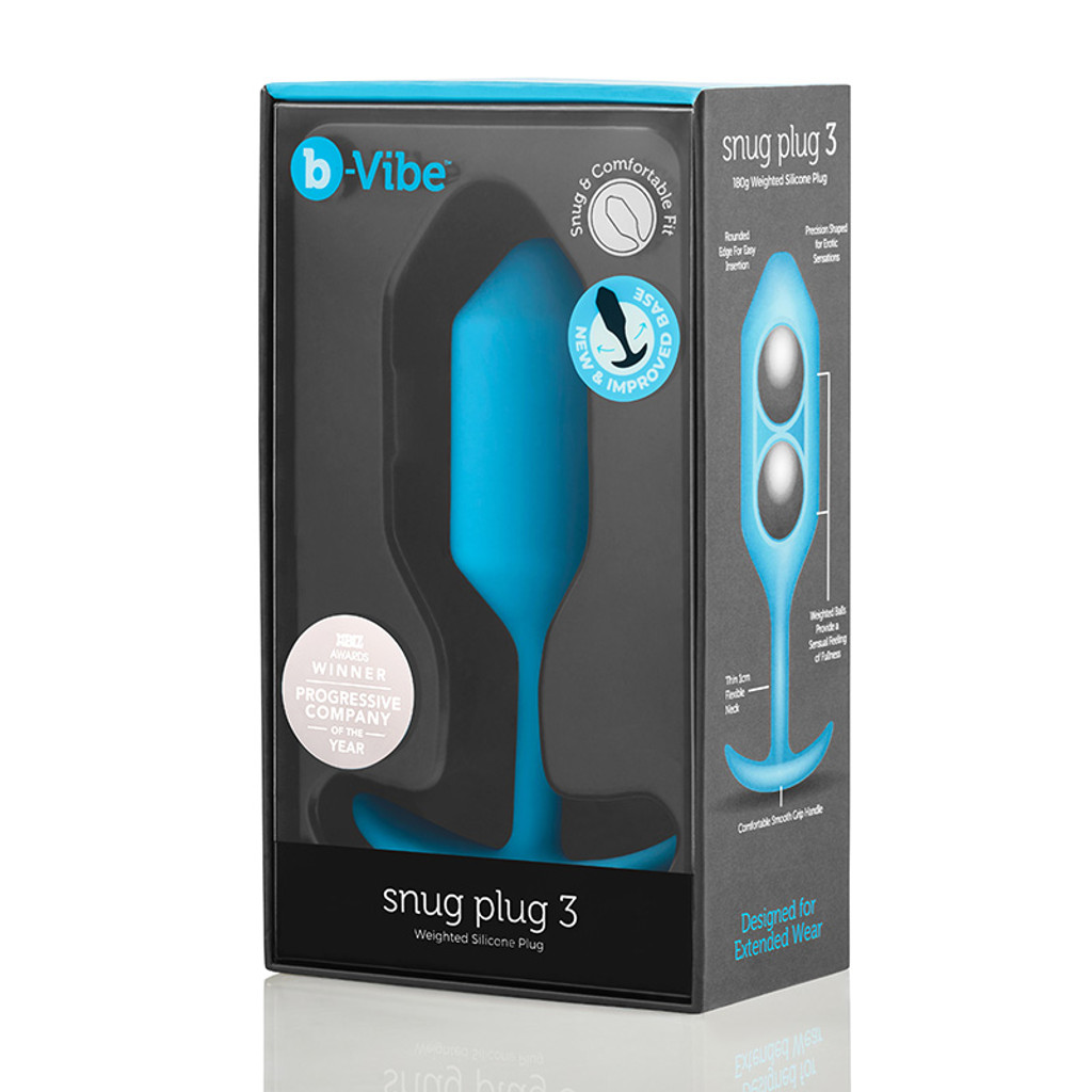 Teal b-Vibe Snug Plug 3 Weighted Silicone Plug - Packaging 