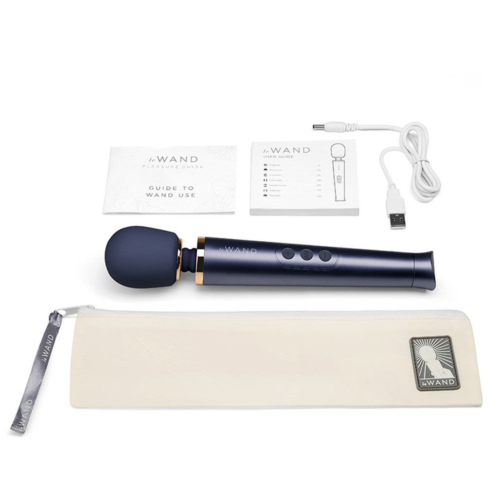 Navy Le Wand Petite Rechargeable Wand Massager - Contents 