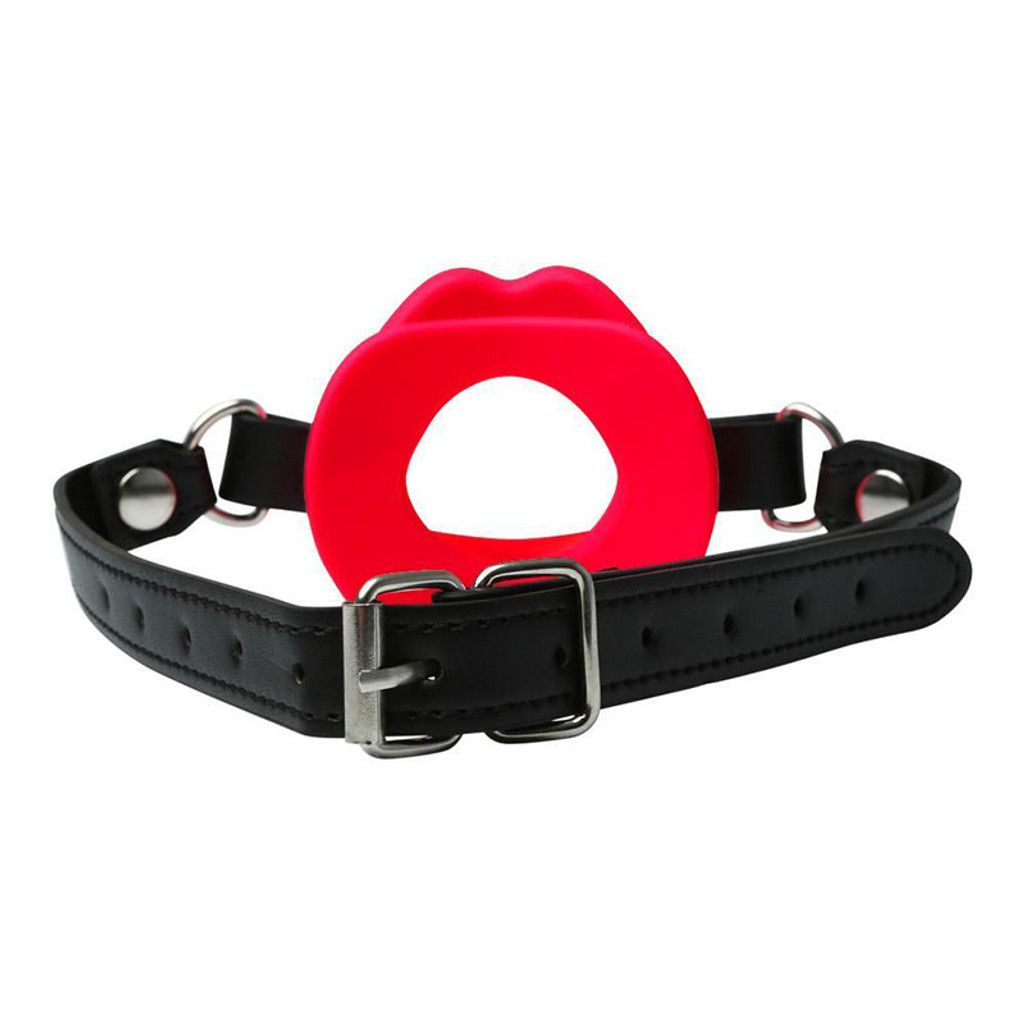 Red Sex & Mischief Sissy Silicone Lips Mouth Gag - Back