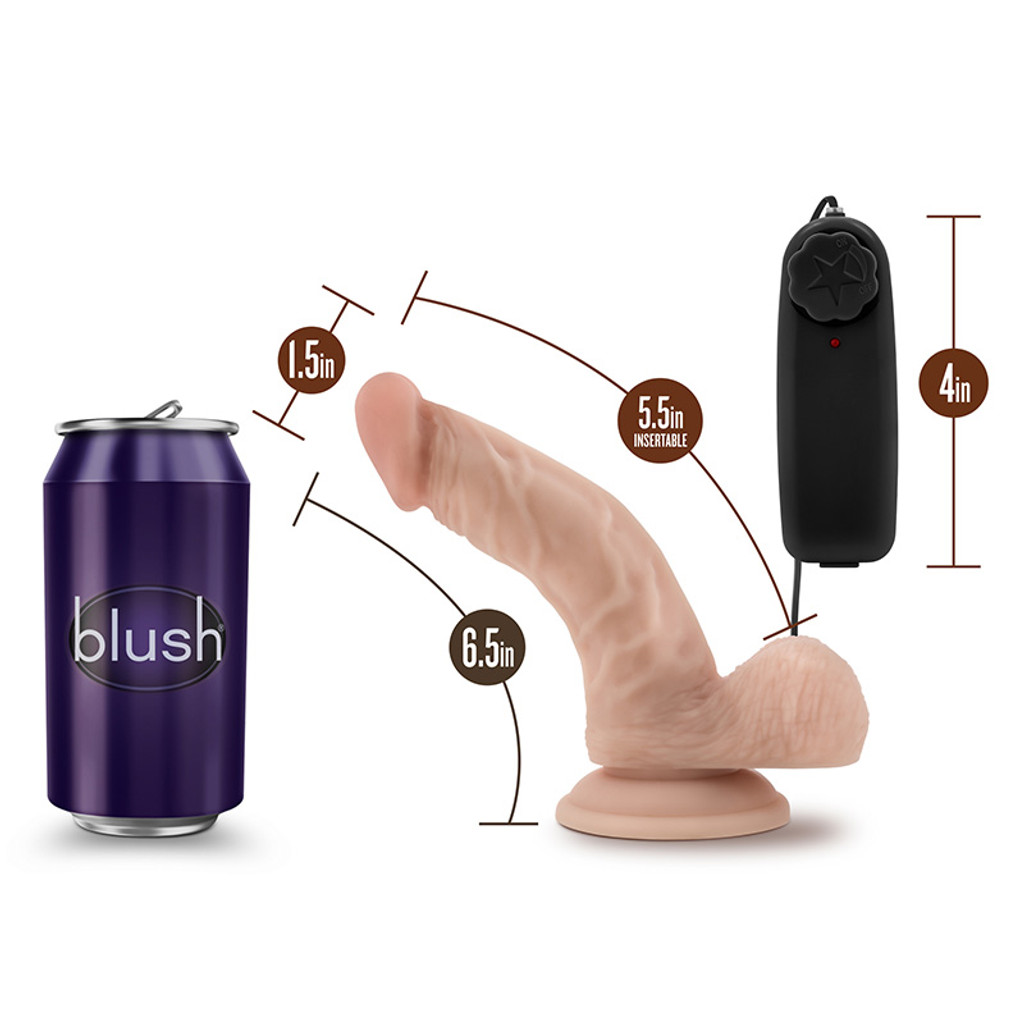 Vanilla Blush Novelties Dr. Skin Dr. Ken 6.5" Vibrating Cock with Suction Cup - Measurements 