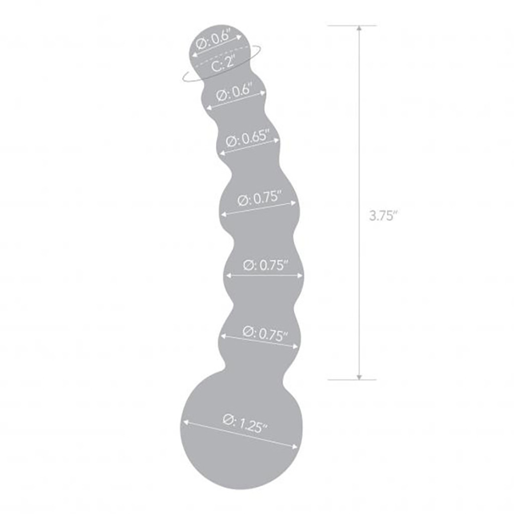 Curved Glass 5" Beaded Dildo - Measurements 