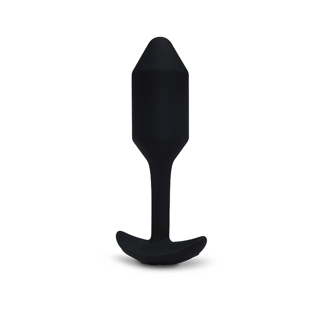 Black b-Vibe Vibrating Snug Plug 2 - Weighted & Vibrating Silicone Plug - Side