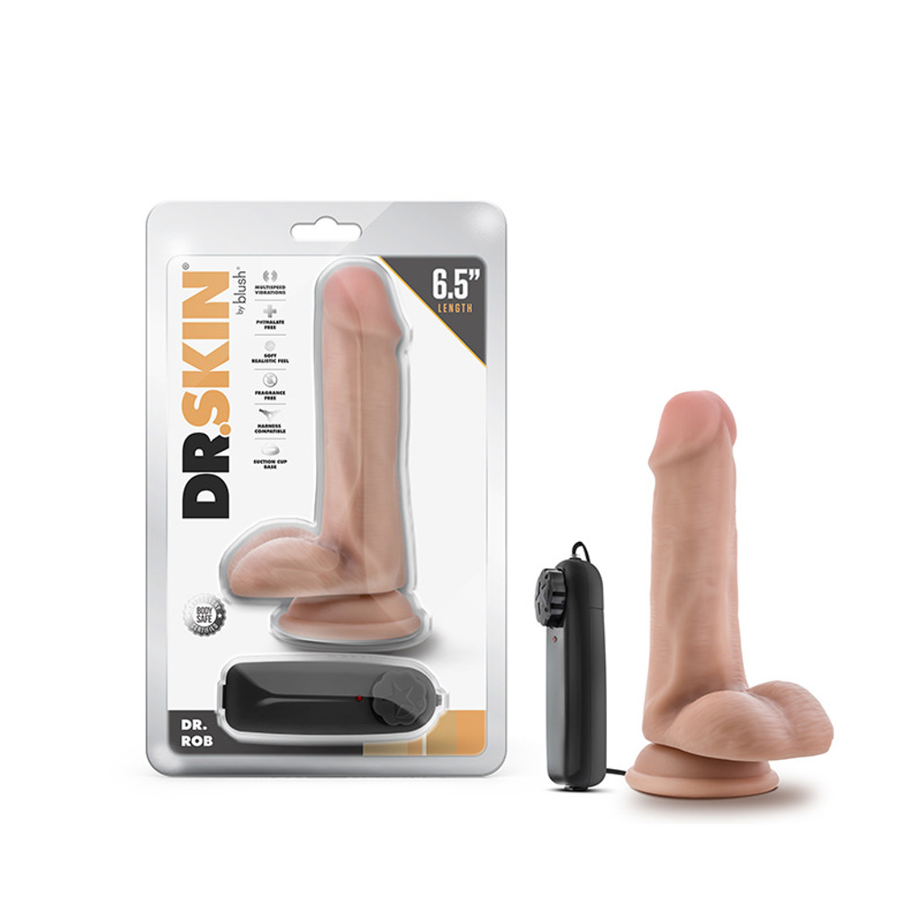 Blush Novelties Dr. Skin Dr. Rob 6" Vibrating Cock with Suction Cup - Packaging 