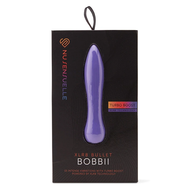 Violet NU Sensuelle Bobbii XLR8 15-Function Rechargeable Vibrator with Turbo Boost - Packaging Front