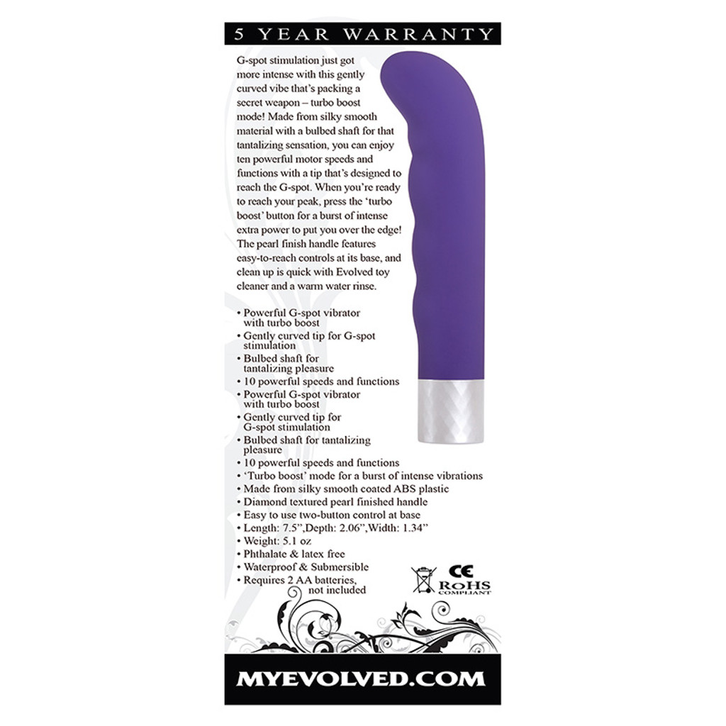 Evolved Novelties Spark G-spot Vibrator - Packaging Back