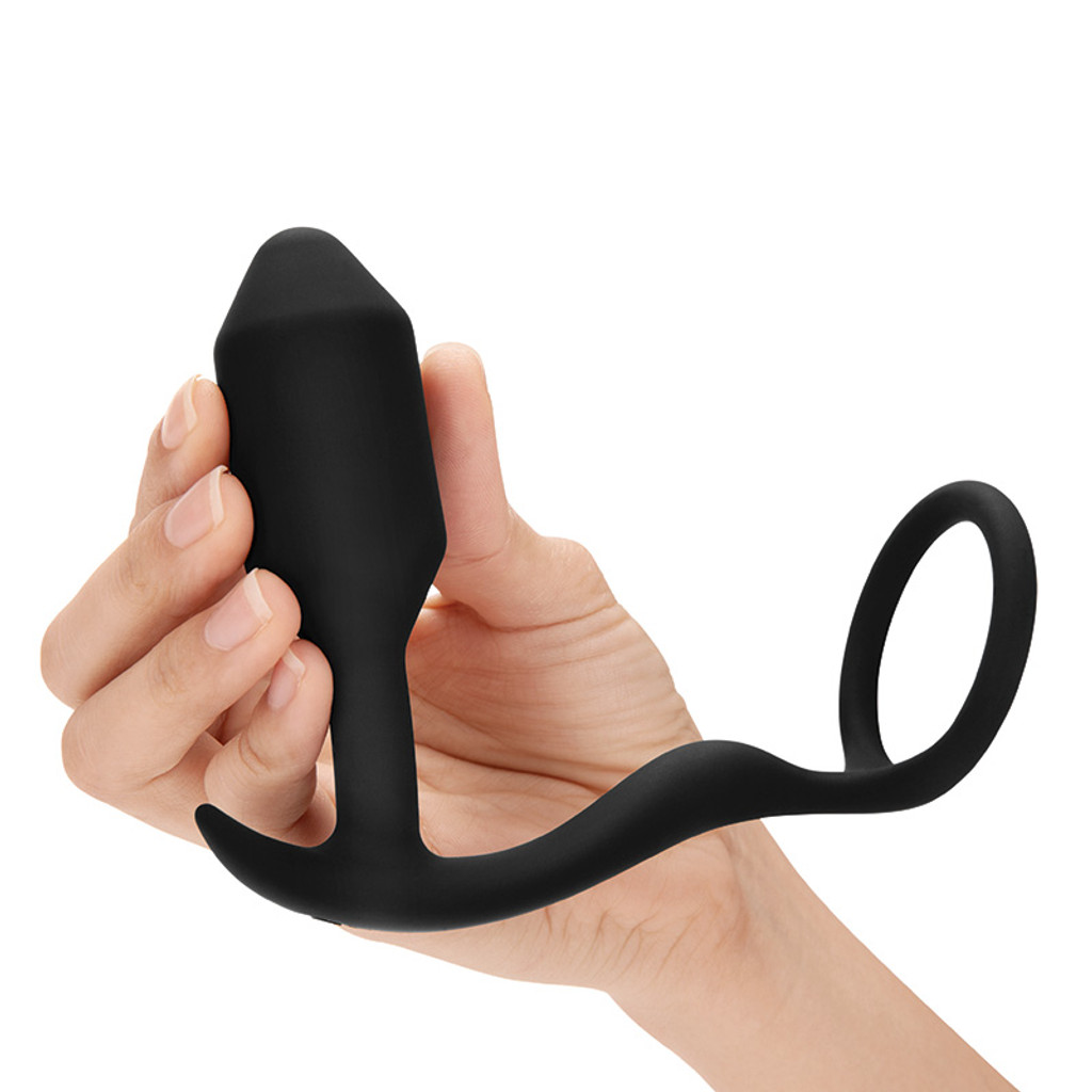 b-Vibe Snug & Tug  Penis Ring and Weighted Butt Plug - Hand #2